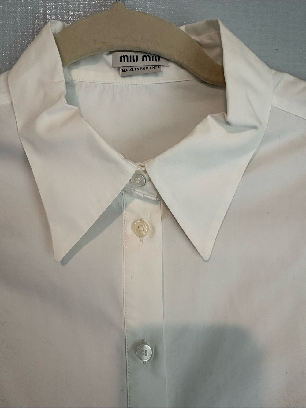 Miu Miu White Point-Collar Men's Dress Shirt
